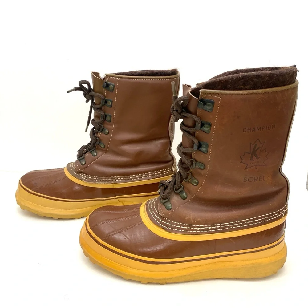Sorel Men's Kaufman Arctic Wool Lined Brown Leather Winter Boots (Boots Only)